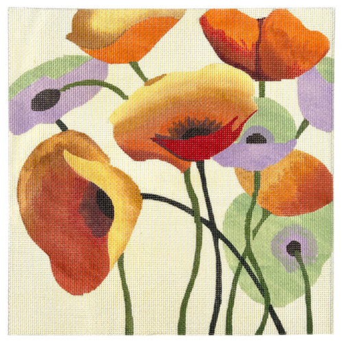 Poppies on 13 Painted Canvas A Stitch in Time - 1