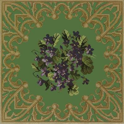 Posy of Violets Needlepoint Kit Kits Elizabeth Bradley Design Dark Green