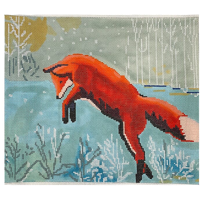 Pouncing Fox Painted Canvas Cooper Oaks Design - 1