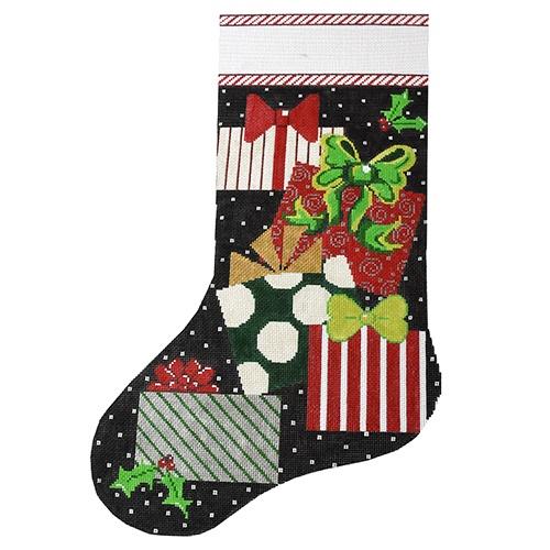 Presents on Black Stocking Painted Canvas The Meredith Collection