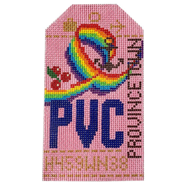 Provincetown PVC Retro Travel Tag Painted Canvas Hedgehog Needlepoint - 1