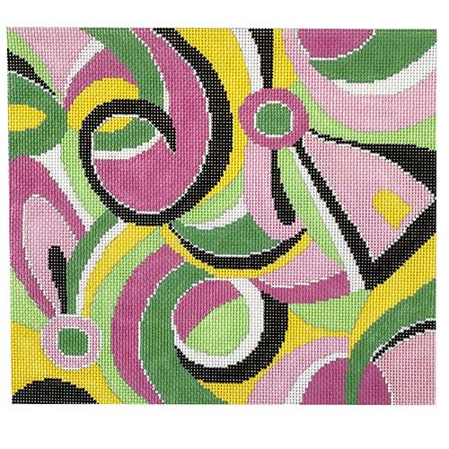 Pucci Pinks & Greens Pillow Painted Canvas Doolittle Stitchery - 1