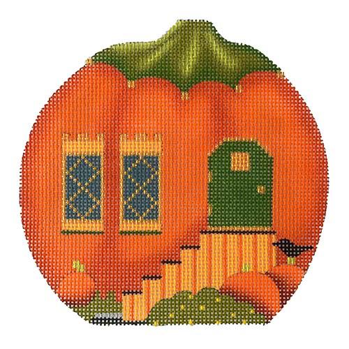 Pumpkin House Green Door Painted Canvas Melissa Shirley Designs - 1