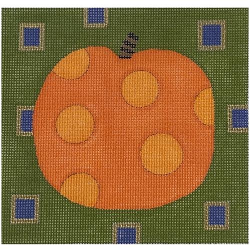 Pumpkin on Green Painted Canvas ditto! Needle Point Works - 1