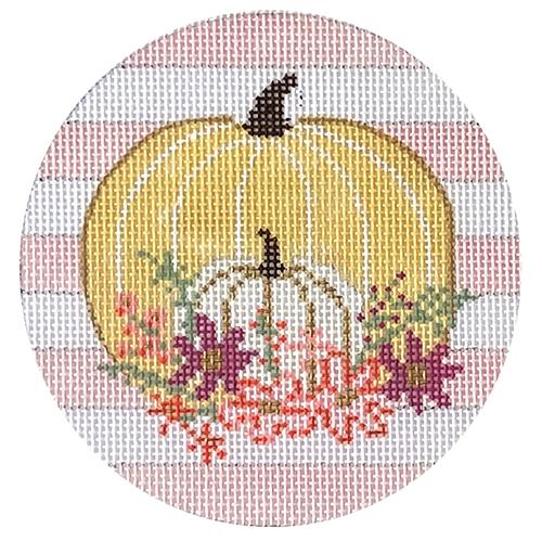 Pumpkins on Pink Stripes Painted Canvas Alice Peterson Company - 1