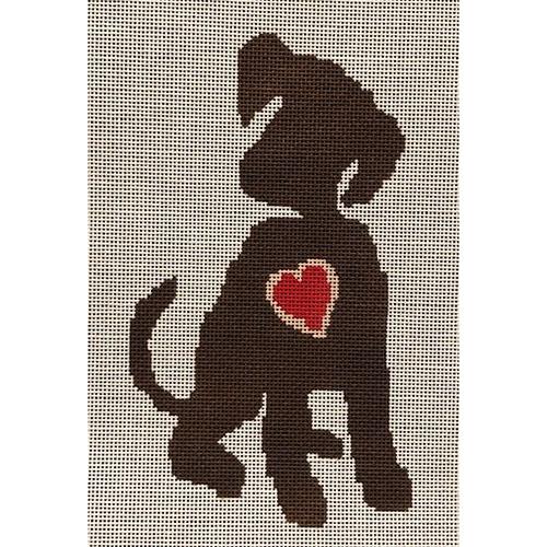 Puppy with Heart Painted Canvas A Stitch in Time - 1