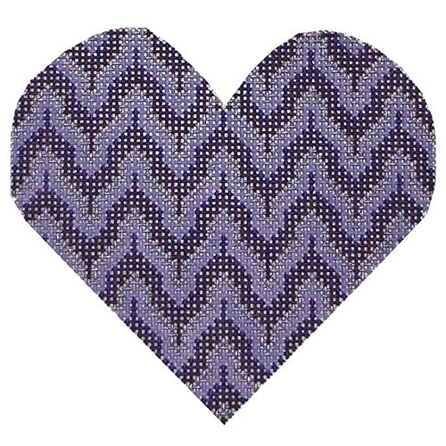 Purple Bargello Heart Painted Canvas Danji Designs - 1