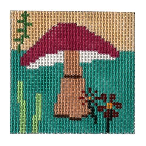Purple Mushroom Painted Canvas Birds of a Feather - 1