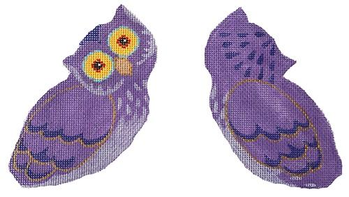 Purple Owl Painted Canvas Labors of Love Needlepoint - 1