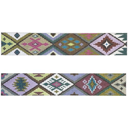 Purple/Green/Brown Purse Borders Painted Canvas Colors of Praise - 1
