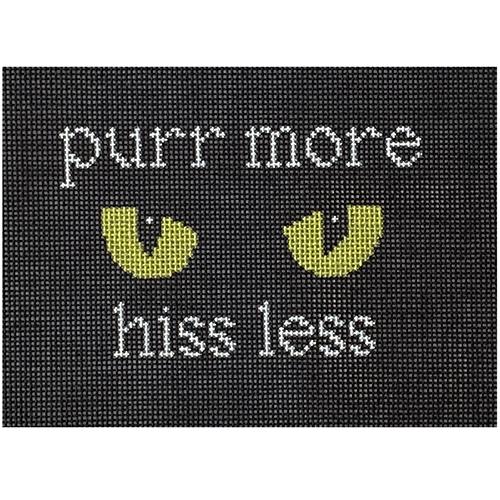 Purr More Hiss Less Painted Canvas Eye Candy Needleart - 1