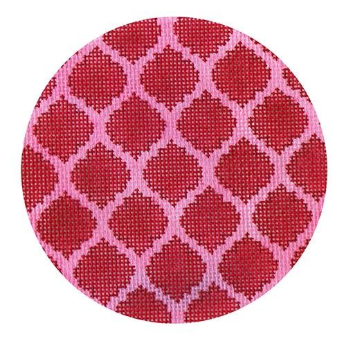 Quatrefoils Red on Hot Pink Painted Canvas Kate Dickerson Needlepoint Collections - 1