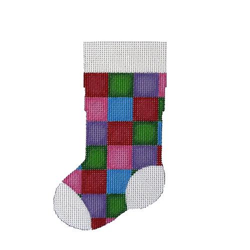 Quilt Square Mini Stocking Painted Canvas Pepperberry Designs - 1