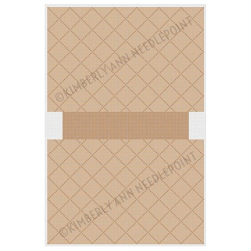 Quilted Bag Tan with Mirror Letter Guide Painted Canvas Kimberly Ann Needlepoint - 1