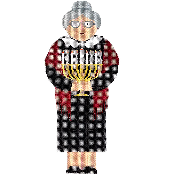 Rabbi's Wife with Menorah Painted Canvas Kathy Schenkel Designs - 1