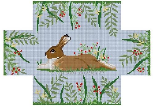 Rabbit in Flowers Brick Cover Painted Canvas Susan Roberts Needlepoint Designs Inc. 