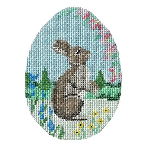 Rabbit in Flowers Egg Painted Canvas Susan Roberts Needlepoint Designs Inc. - 1