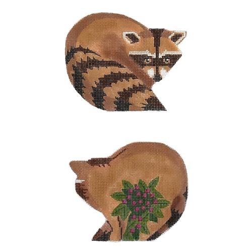 Raccoon 2 Sided Painted Canvas Labors of Love Needlepoint
