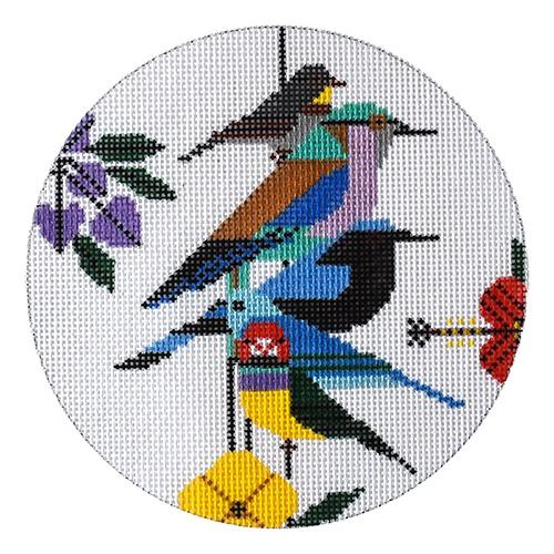 Rain Forest Birds Ornament Painted Canvas Charley Harper - 1