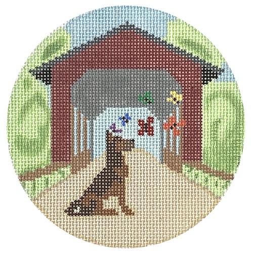 Rainbow Bridge   Shepherd Dog Painted Canvas Blue Ridge Stitchery