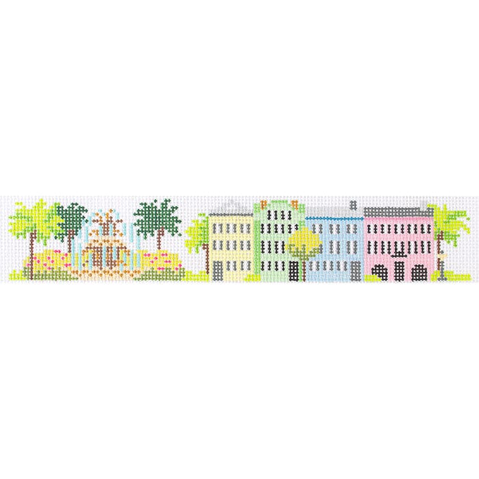 Rainbow Row Key Fob Painted Canvas Kirk & Bradley - 1
