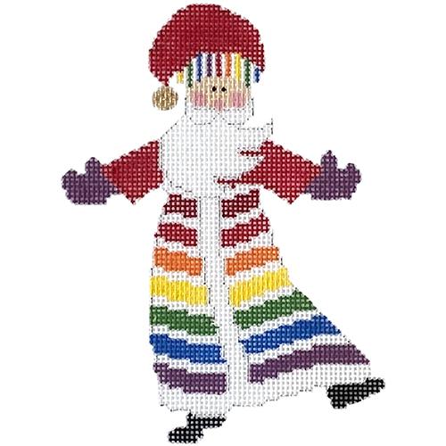 Rainbow Santa with Stitch Guide Painted Canvas The Princess & Me