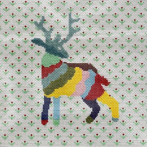 Rainbow Stag Painted Canvas The Plum Stitchery - 1