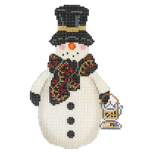 Red and Gold Scarf Snowperson Painted Canvas Petite Sweets - 1