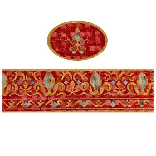 Red and Turquoise Hinged Box Painted Canvas Funda Scully