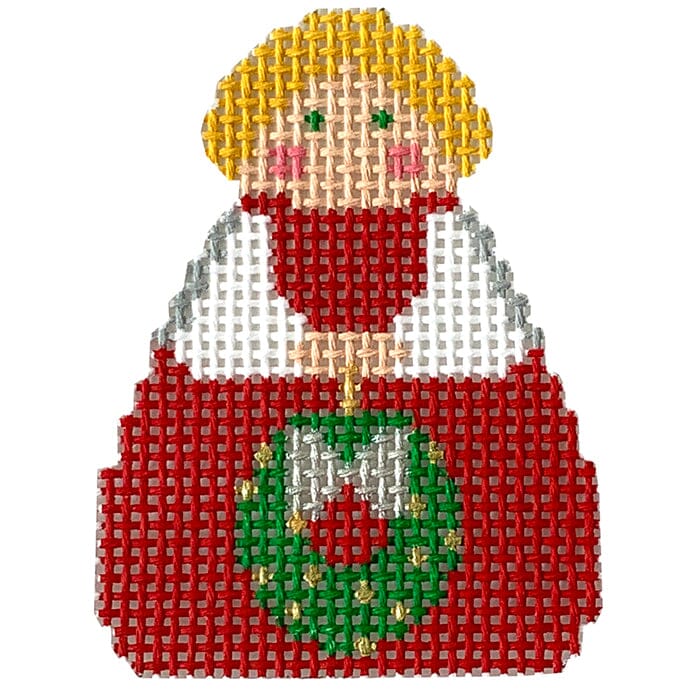 Red Angel with Green Wreath Painted Canvas KCN Designers - 1