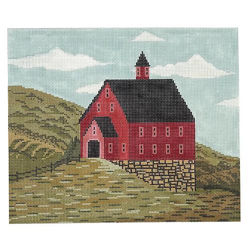 Red Barn in Pasture Painted Canvas Cooper Oaks Design - 1