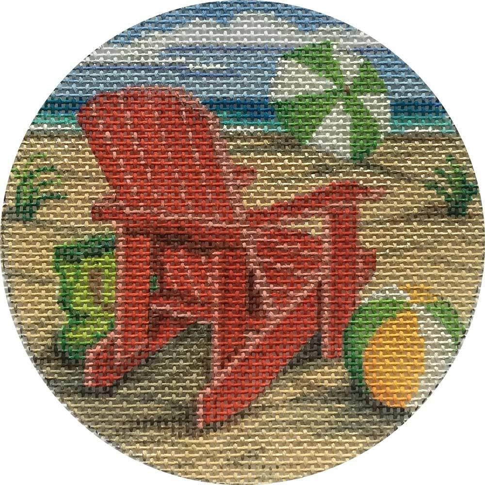 Red Beach Chair Painted Canvas Alice Peterson - 1