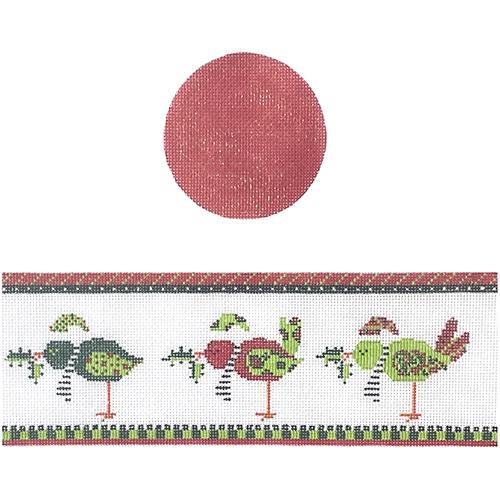 Red Birds Hinged Box with Hardware Painted Canvas Funda Scully - 1