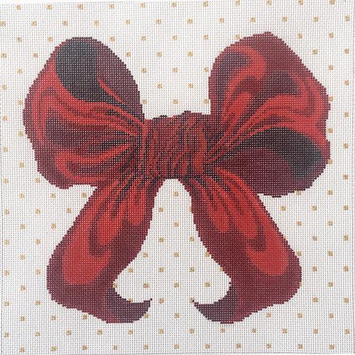 Red Bow Pillow Painted Canvas All About Stitching/The Collection Design - 1