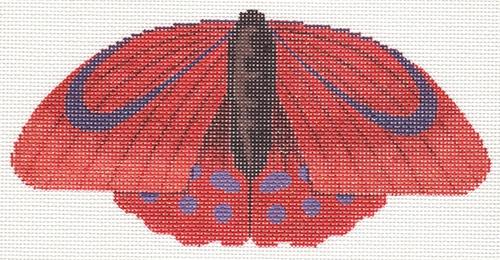 Red Butterfly Painted Canvas Labors of Love Needlepoint - 1
