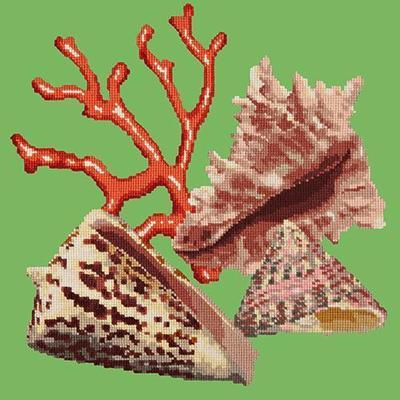 Red Coral Needlepoint Kit Kits Elizabeth Bradley Design Grass Green