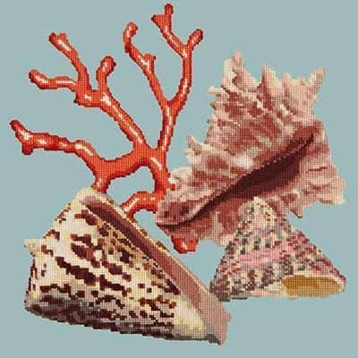 Red Coral Needlepoint Kit Kits Elizabeth Bradley Design Pale Blue