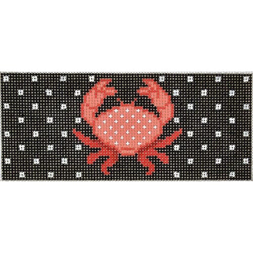 Red Crab on Black Insert Painted Canvas Two Sisters Needlepoint - 1