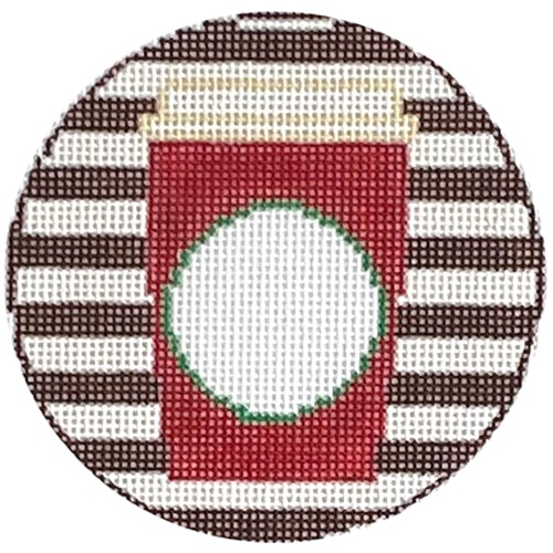 Red Cup Monogram Round Painted Canvas Rachel Donley - 1
