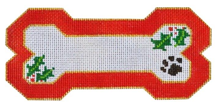 Red Dog Bone Ornament Painted Canvas Danji Designs - 1