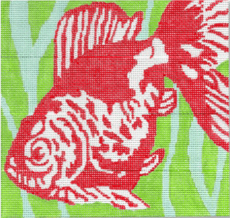 Red Fish Painted Canvas CBK Needlepoint Collections