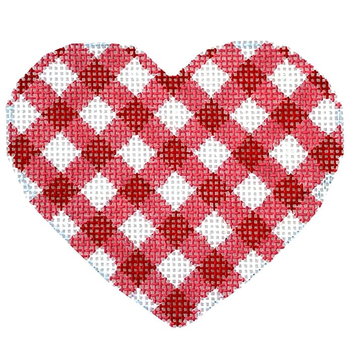 Red Gingham Heart Painted Canvas Whimsy & Grace