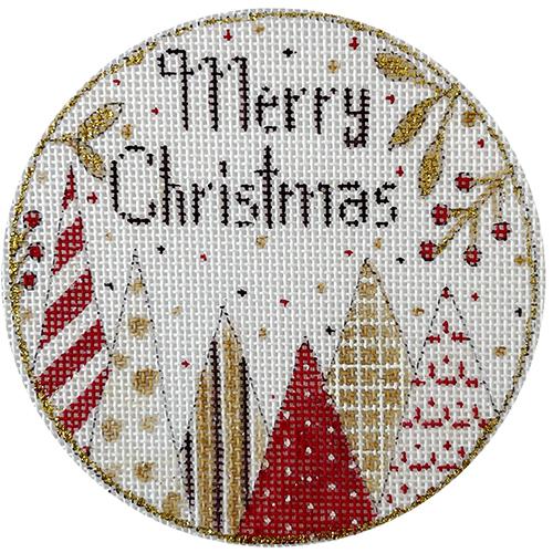 Red & Gold Christmas Trees Painted Canvas Alice Peterson Company