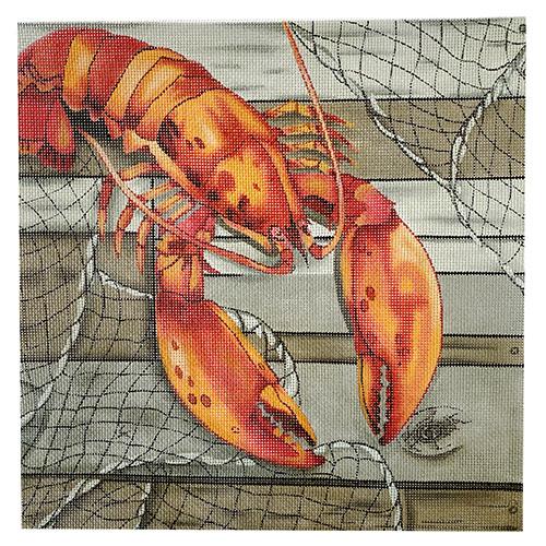 Red Hilton Lobster on Deck Painted Canvas All About Stitching/The Collection Design