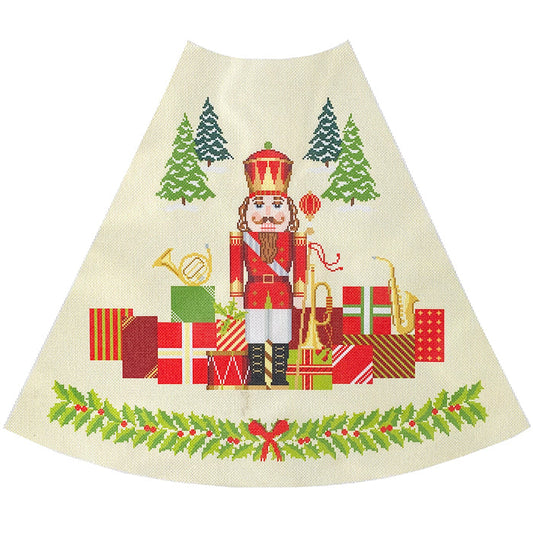 Red Nutcracker Tree Skirt Canvas Printed Canvas Needlepoint To Go 