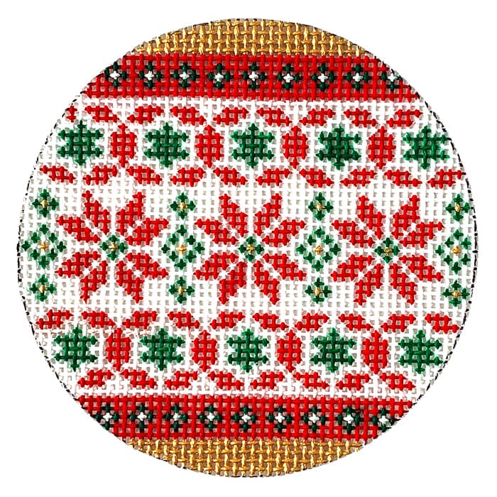 Red Poinsettia Painted Canvas CBK Needlepoint Collections