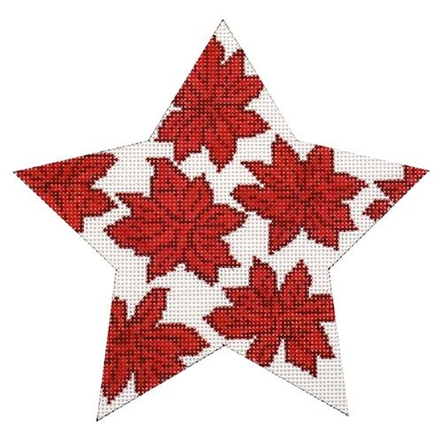 Red Poinsettia Star Painted Canvas Whimsy & Grace - 1
