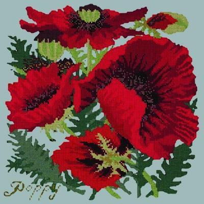 Red Poppy Needlepoint Kit Kits Elizabeth Bradley Design Pale Blue