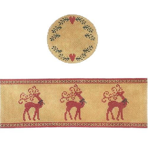 Red Reindeer Hinged Box with Hardware Painted Canvas Funda Scully