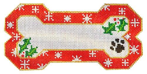 Red Snowflake Bone Ornament Painted Canvas Danji Designs - 1